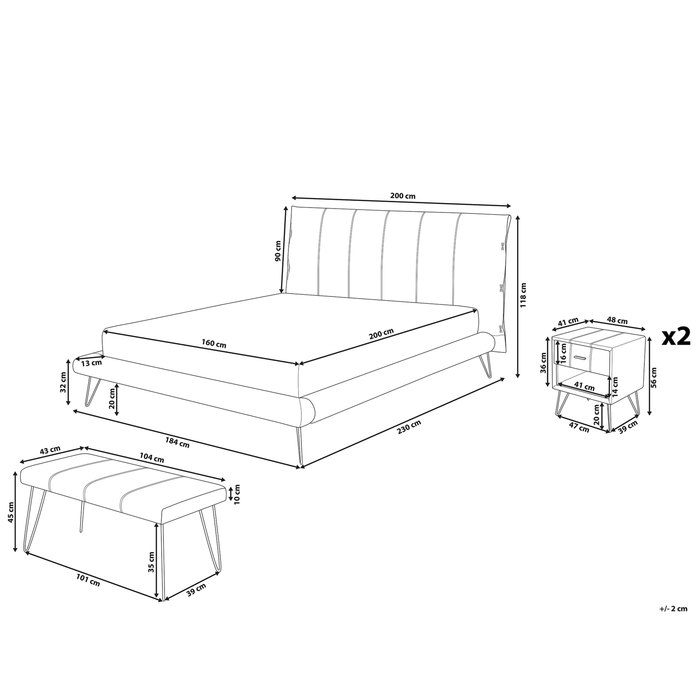 Beliani-BETIN-Slaapkamerset-Lichtbeige-160 x 200 cm-Kunstleer