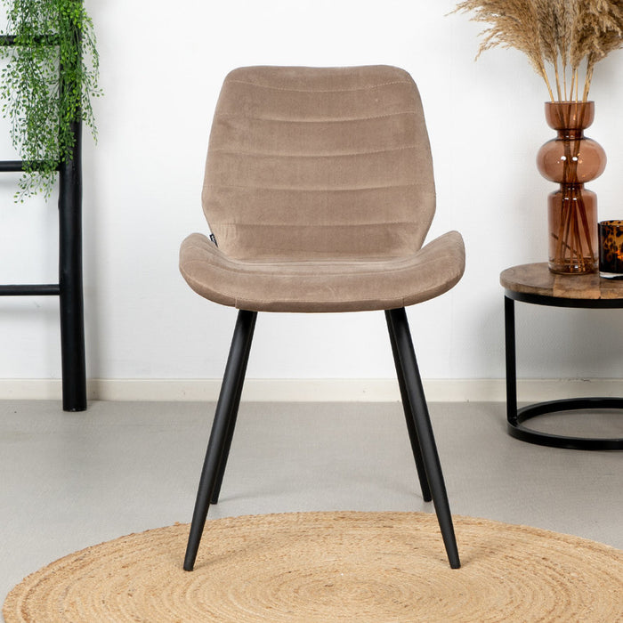 Bronx71 Velvet eetkamerstoel Toby taupe - Eetkamerstoelen set van 6