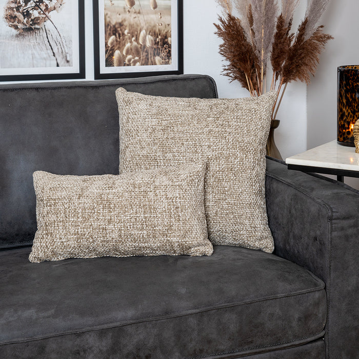 Bronx71 Sierkussen Feline chenille stof taupe 45 x 45 cm