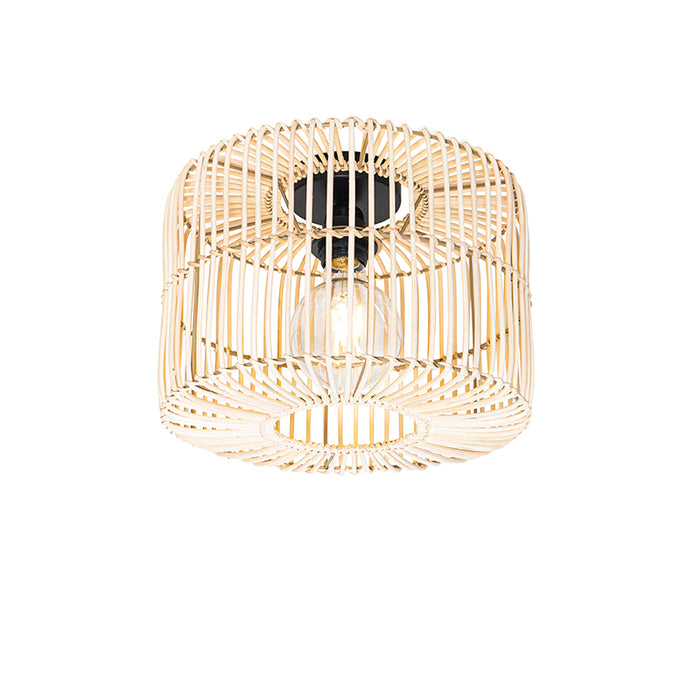 QAZQA Oosterse plafondlamp zwart met rotan - Maud