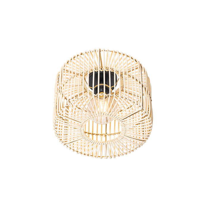 QAZQA Oosterse plafondlamp zwart met rotan - Maud