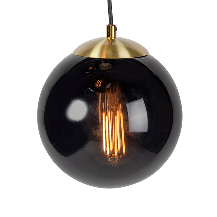 QAZQA Hanglamp woonkamer, art deco, modern, drie zwarte glazen bollen