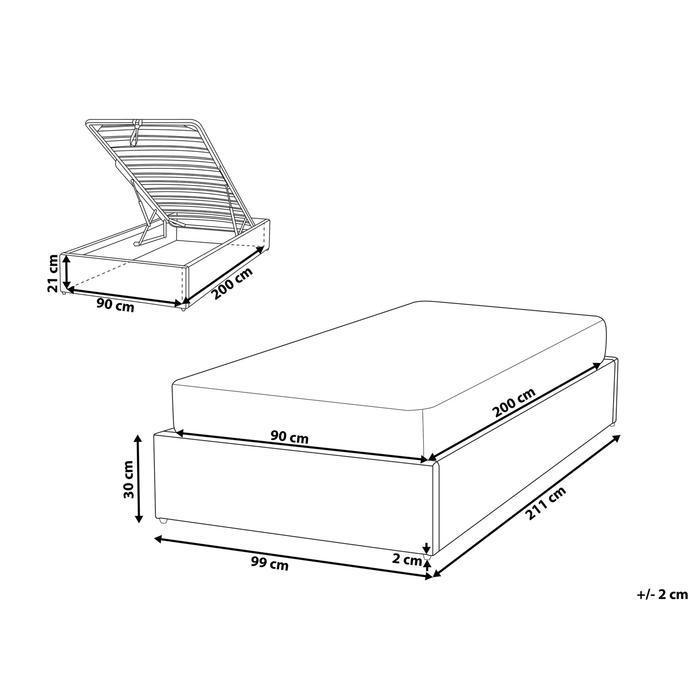 Beliani - DINAN - Kinderbed - Donkergrijs - 90 x 200 cm - Polyester
