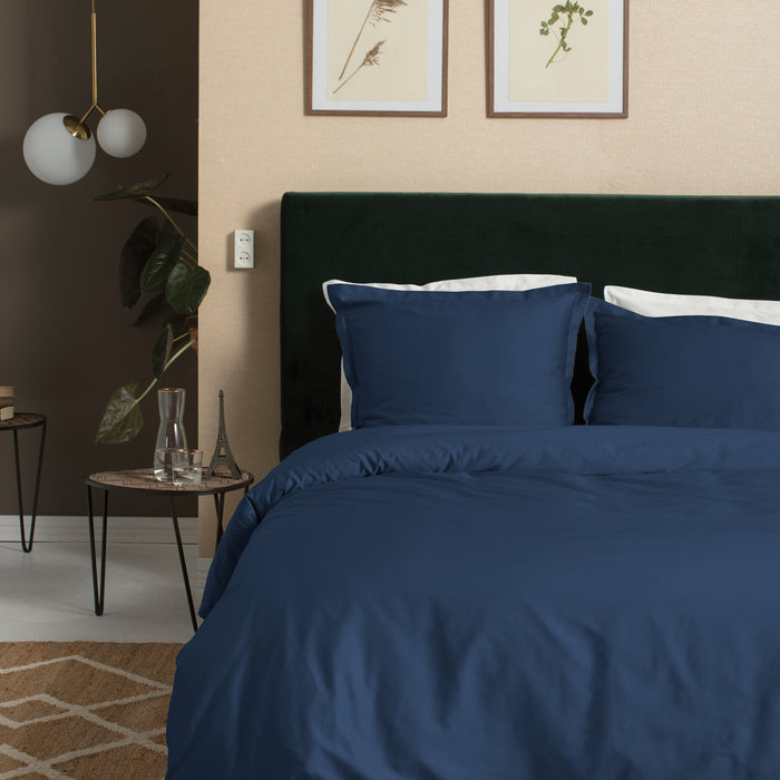Cinderella Uni Katoensatijn Dekbedovertrek 200 x 200/220 cm - Marine