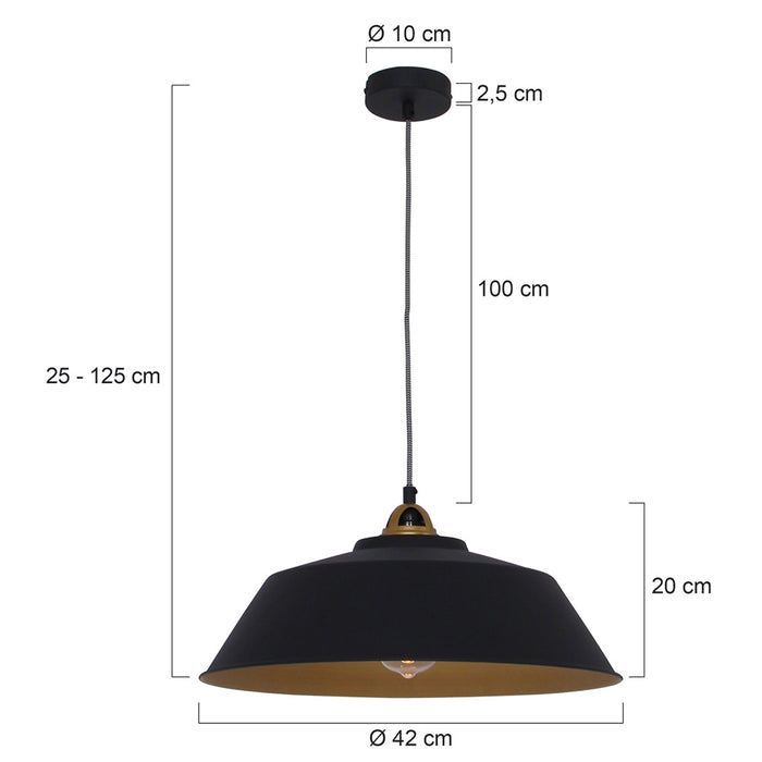 Mexlite - hanglamp - Nove - zwart - metaal - Ø 42cm - E27 - 1318ZW
