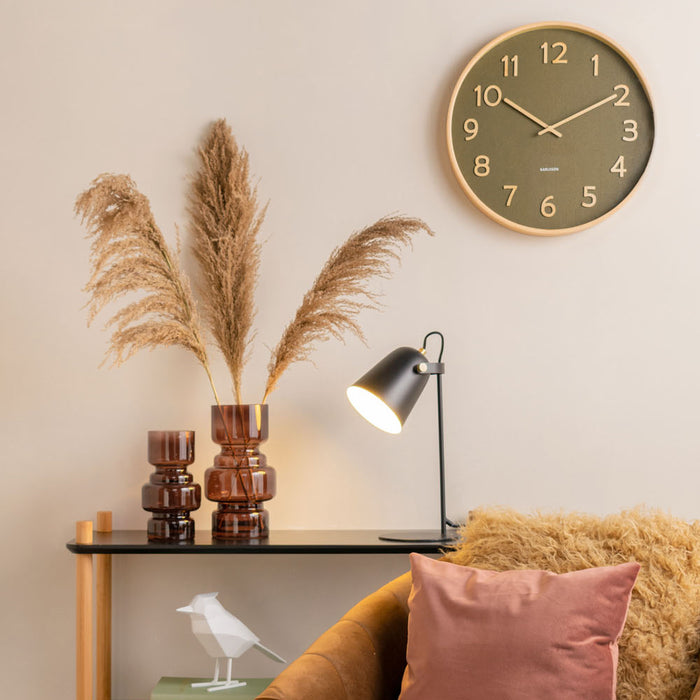 Karlsson Pure Wood Grain Klok - Mosgroen