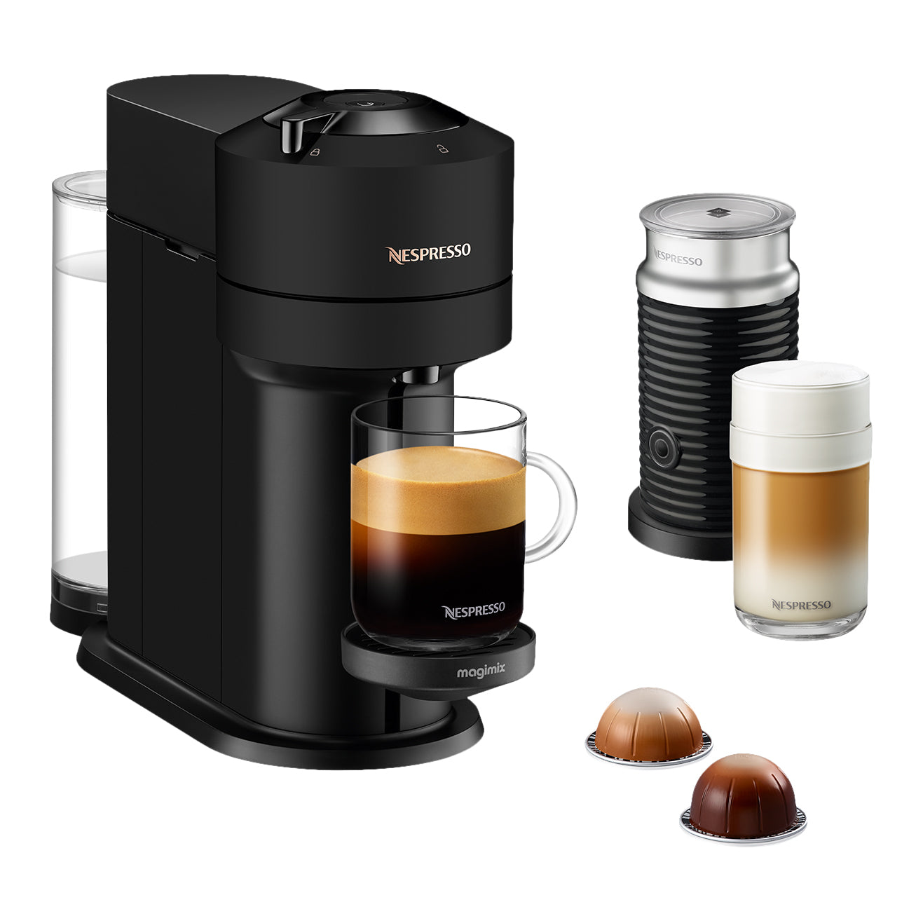 Nespresso Magimix Vertuo Next Koffiemachine + Melkopschuimer - Mat Zwart