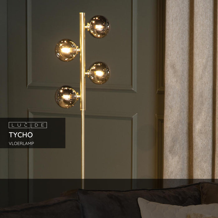 Lucide TYCHO Vloerlamp - Mat Goud | Messing