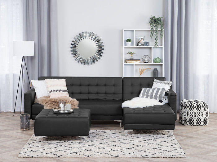 Beliani-ABERDEEN-Hoekslaapbank-Zwart-Linkerzijde-267 cm-Kunstleer