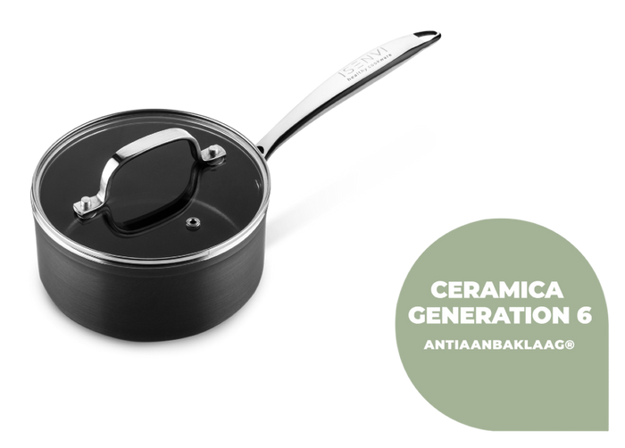 ISENVI Victoria Forged keramische sauspan 16 CM - RVS greep