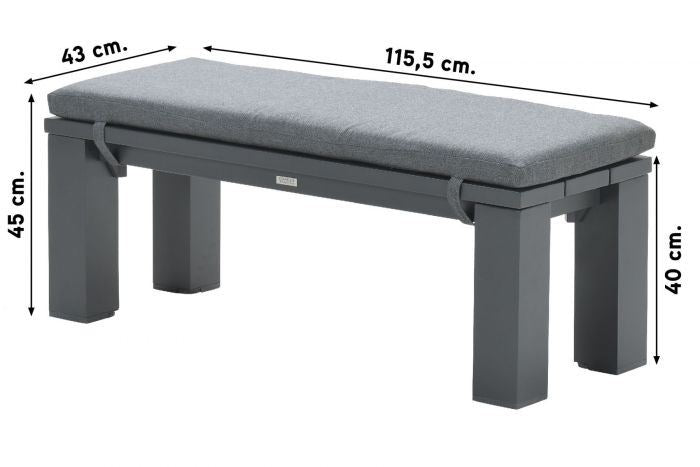 Garden Impressions Nika sportbank 115,5 x 43 cm - donker grijs