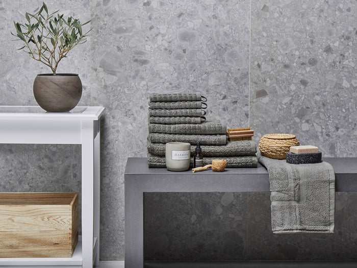 Beliani - ATAI - Handdoek set van 9 - Grijs - Katoen