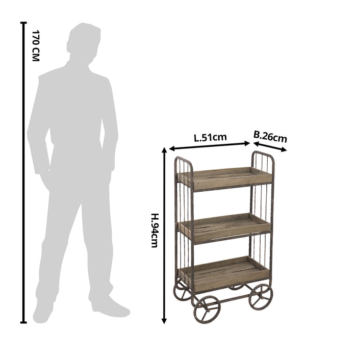 Clayre & Eef Keukentrolley 51x26x94 cm Bruin Hout