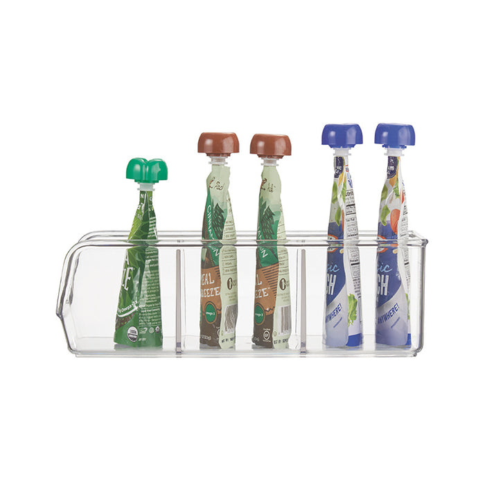Open Opbergbox met 3 Vakken, 14 x 27.9 x 8.9 cm, Kunststof, Transparan