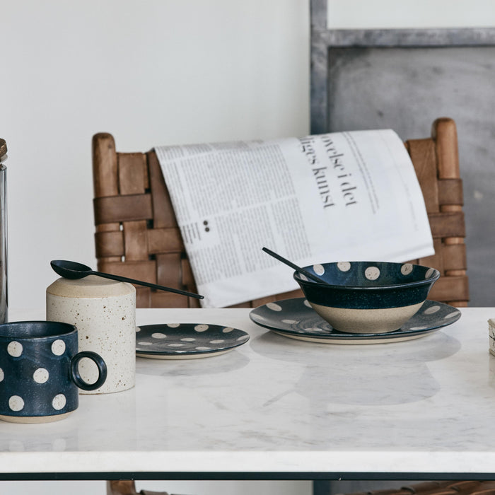 Nordal Grainy Dot Bord Ø 21 cm - Donkerblauw