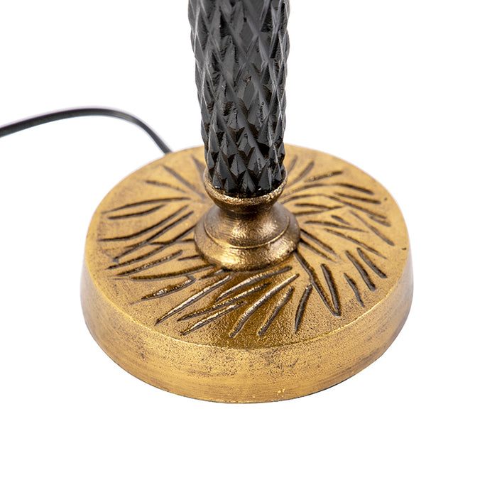 QAZQA Art Deco tafellamp brons met velours rode kap 35 cm - Areka