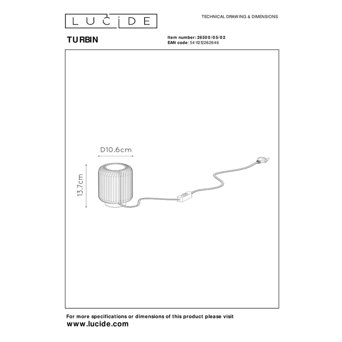 Lucide TURBIN Tafellamp - Mat Goud | Messing