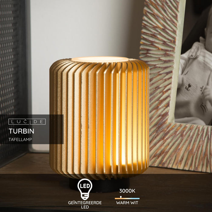 Lucide TURBIN Tafellamp - Mat Goud | Messing