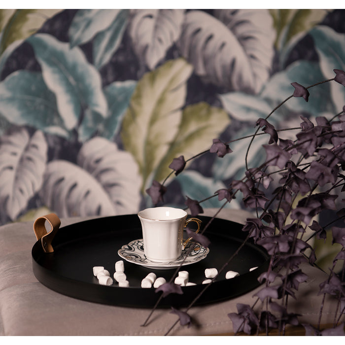 Clayre & Eef Decoratief Dienblad Ø 25 cm Zwart Ijzer Rond