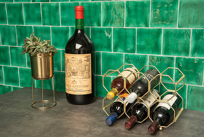 Present Time Wijnrek Honeycomb - IJzer Goud, opvouwbaar - 31x16,5x22cm