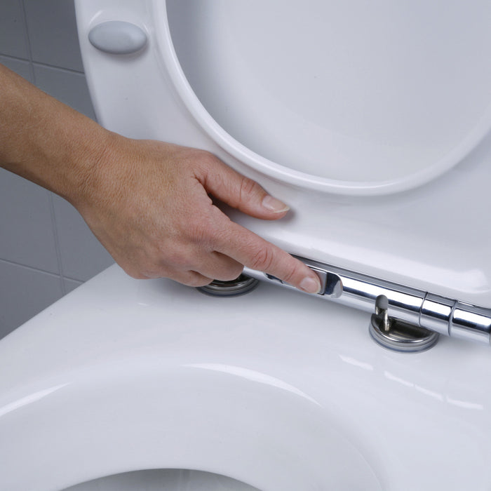 Tiger Boston Toiletbril met Deksel Duroplast - Wit / RVS Geborsteld