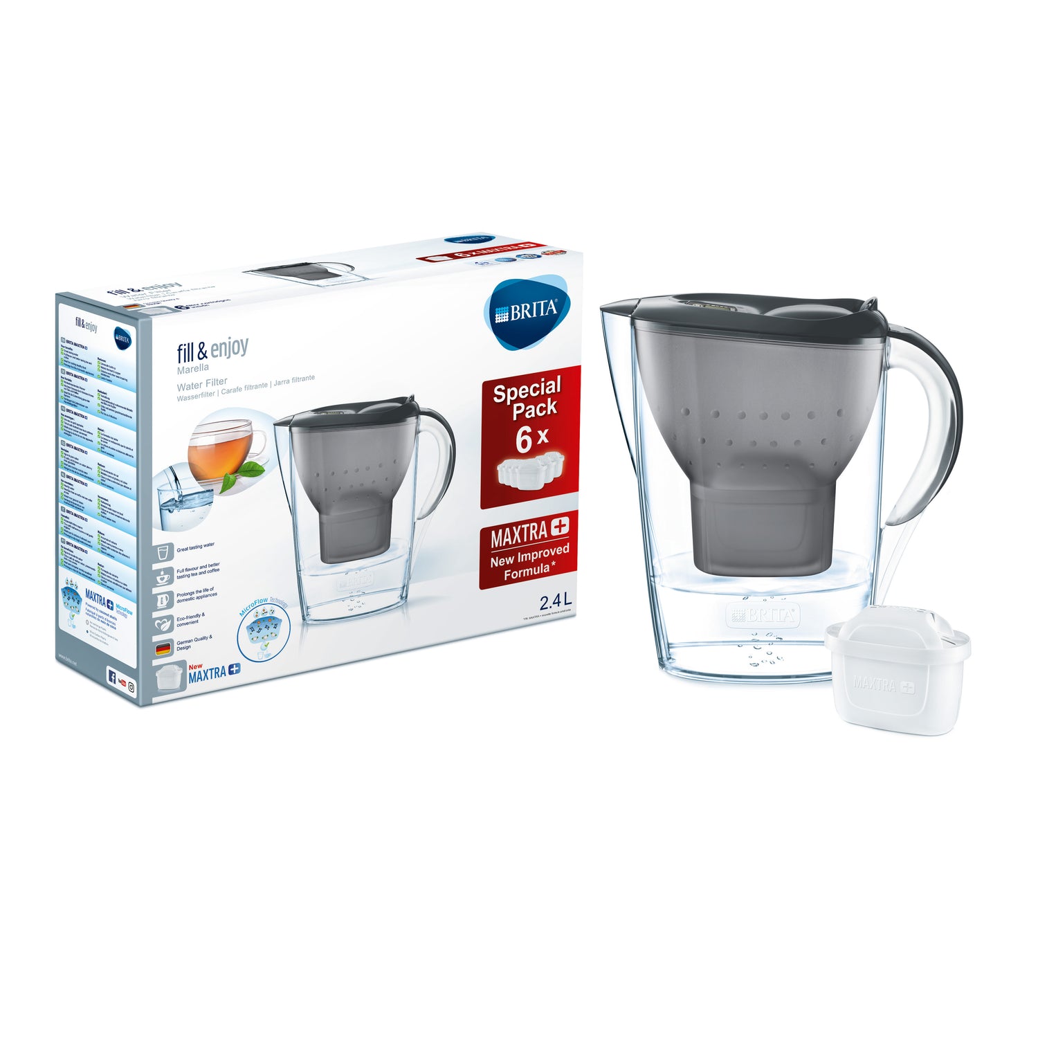 BRITA Fill & Enjoy Marella Cool Waterfilterkan 2,4 L + 6 filters