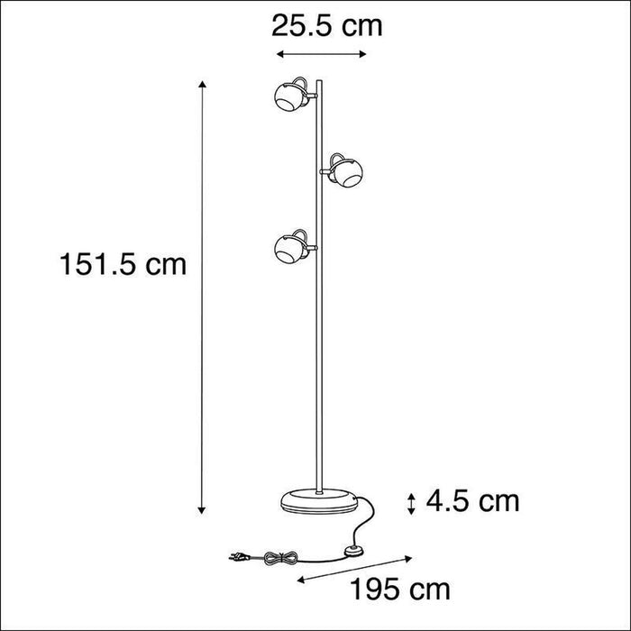 Trio BASTIA - Vloerlamp - Zwart