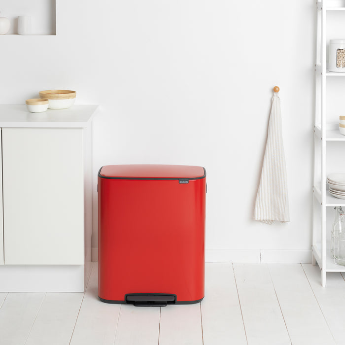 Brabantia Bo Pedaalemmer 60 Liter (2x30 liter) - Passion Red