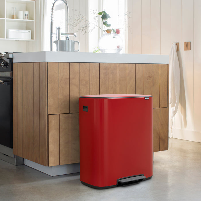 Brabantia Bo Pedaalemmer 60 Liter (2x30 liter) - Passion Red