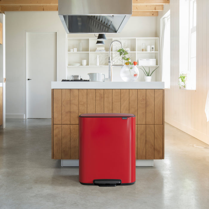 Brabantia Bo Pedaalemmer 60 Liter (2x30 liter) - Passion Red