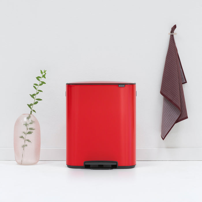 Brabantia Bo Pedaalemmer 60 Liter (2x30 liter) - Passion Red