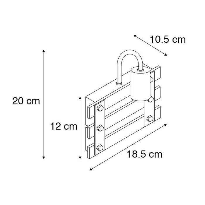 QAZQA Industriële wandlamp zwart met hout - Paleta Mai