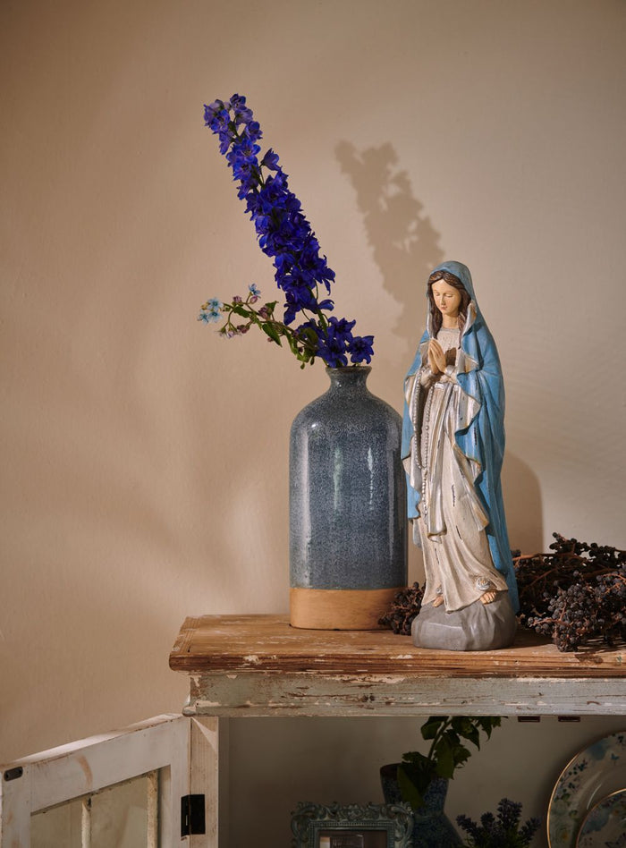 Clayre & Eef Vaas  16x9x36 cm Grijs Keramiek Rond Decoratie vaas