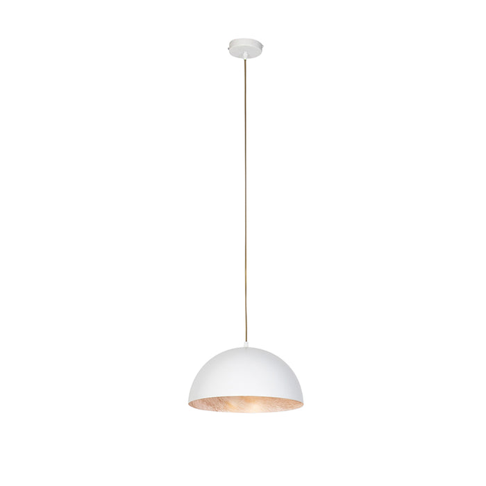 QAZQA Industriële hanglamp wit met goud 35 cm - Magna Eco
