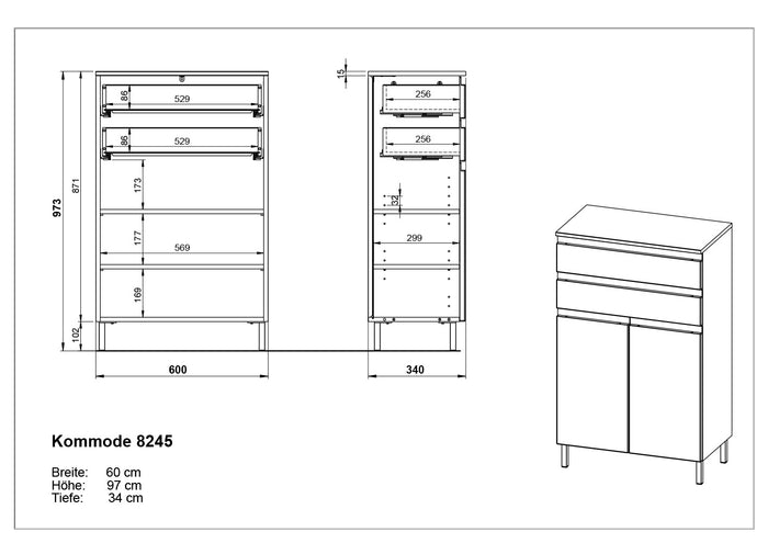 Germania Salinas Badkamerkast Laag Grafiet | Eiken