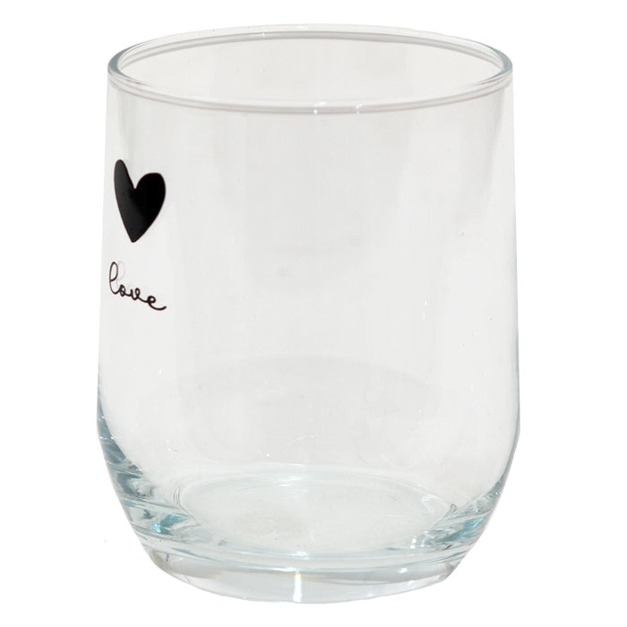 Clayre & Eef Waterglas  300 ml Glas Hart Love Drinkbeker