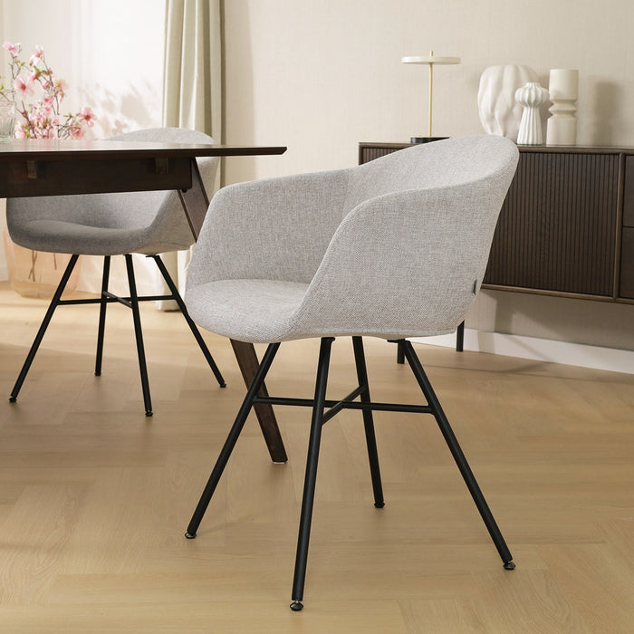 Nolon Noa-Otis Eetkamerstoel Lichtgrijs - met Armleuning - Zwart