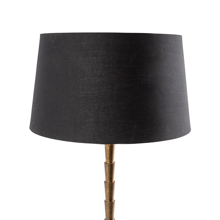 QAZQA Art deco tafellamp brons met katoenen kap zwart 35 cm - Pisos