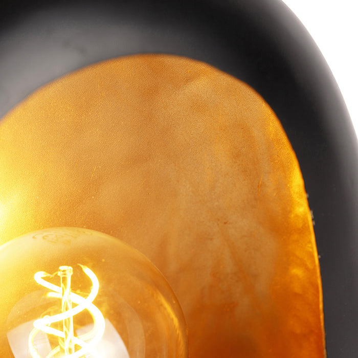 QAZQA Design tafellamp zwart met gouden binnenkant 36 cm - Cova