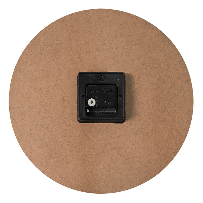 Clayre & Eef Wandklok  Ø 34 cm Bruin Wit MDF Wereldkaart Muurklok