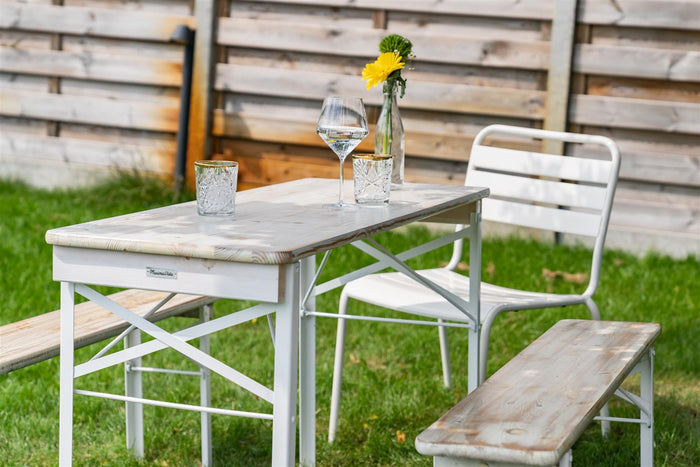 Inklapbare picknicktafel Berlijn 120 x 50 cm whitewash