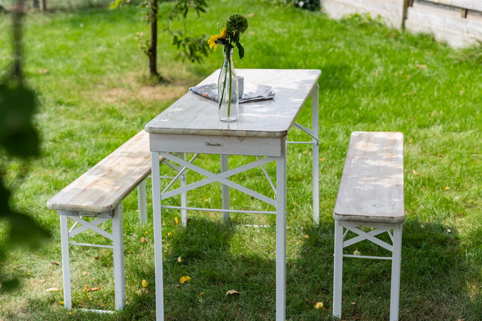 Inklapbare picknicktafel Berlijn 120 x 50 cm whitewash