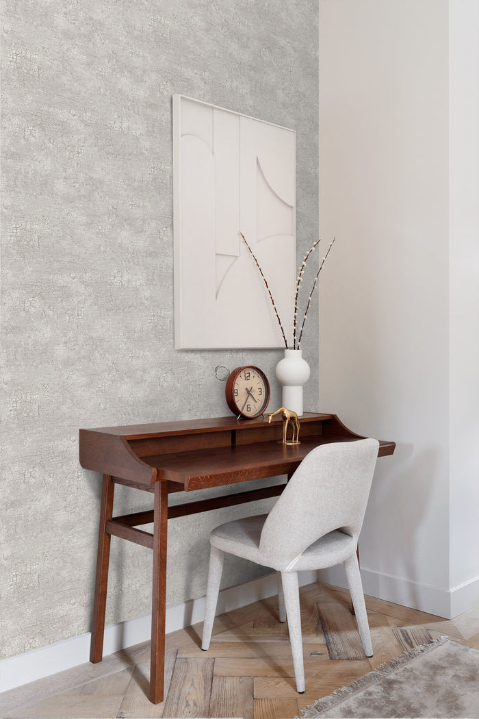 Origin Wallcoverings behang natuursteen met craquelé effect lichtgrijs