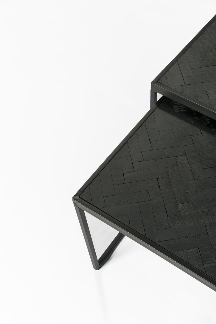 Duverger Herringbone - Salontafels XL - set van 3 - zwart - visgraat