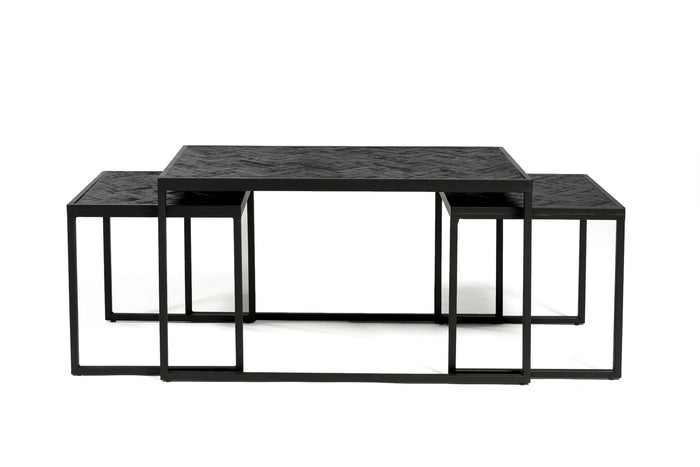 Duverger Herringbone - Salontafels XL - set van 3 - zwart - visgraat