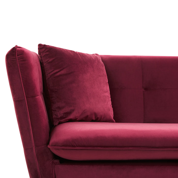 Beliani - FREDERICA - Driezitsbank - Donkerrood - Fluweel