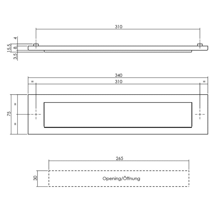 Intersteel Brievenbus met klep|regenrand rvs geborsteld