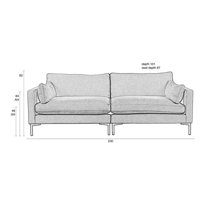 Zuiver Summer 3-zitsbank - Antraciet
