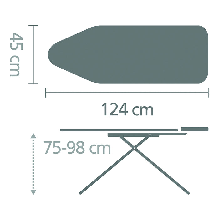 Brabantia PerfectFlow Stoomunithouder Strijkplank 124 x 45 cm