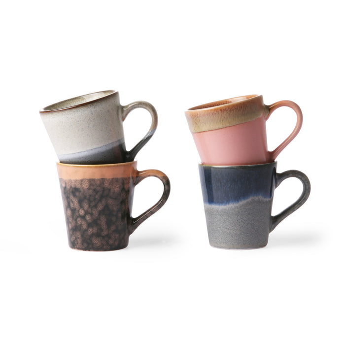 HKliving 70's Ceramics Espressokopje 0,1 L - Set van 4 - Polaris